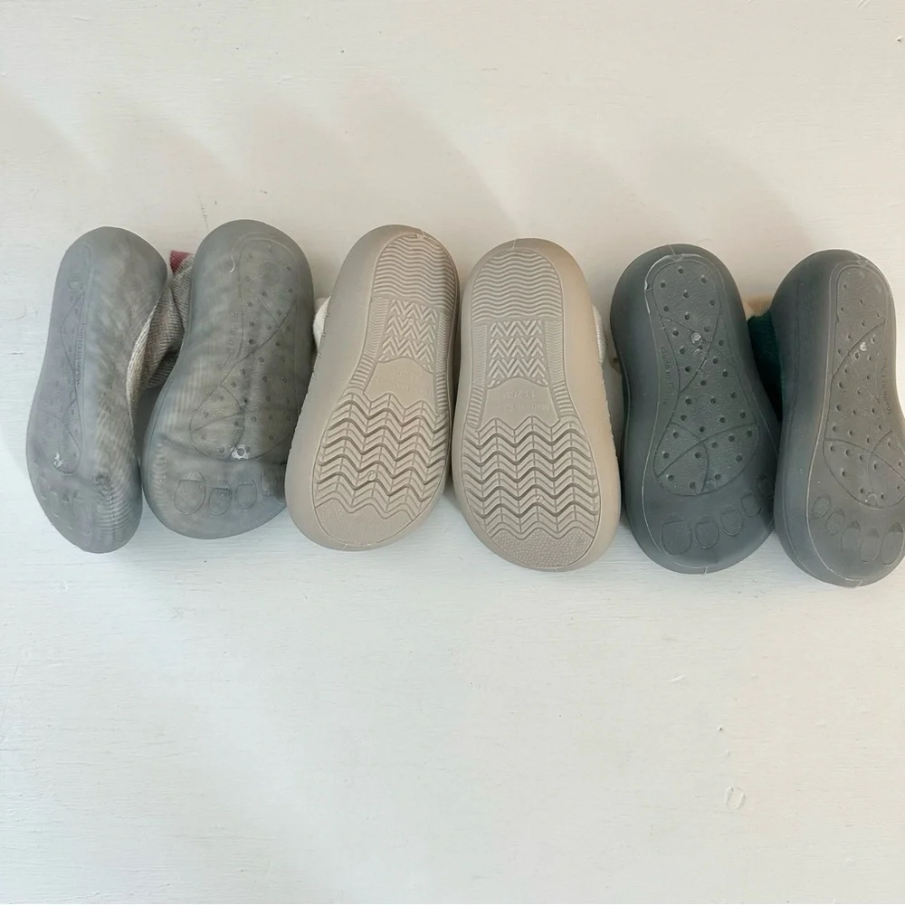 Bundle of 3 Knit Walking Sock Shoes 18-24 months